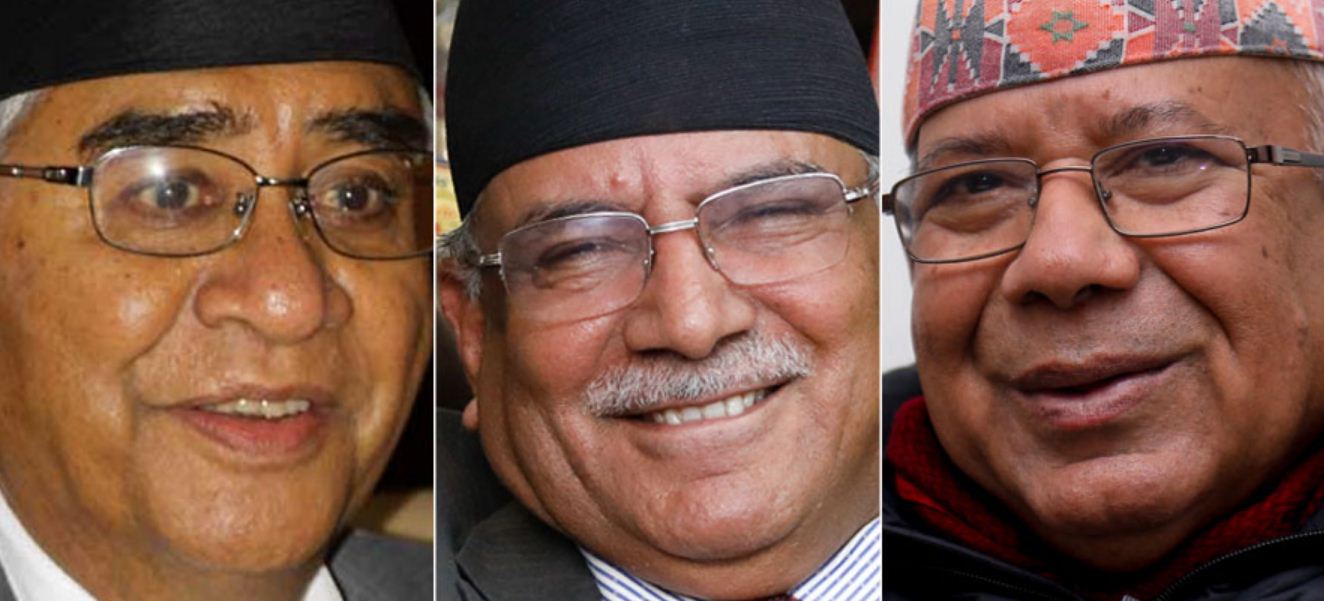 बालुवाटारमा प्रधानमन्त्री देउवा, प्रचण्ड र नेपालबीच भेटवार्ता